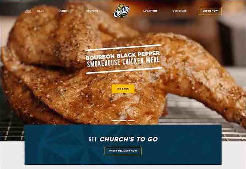 Screenshot of the Church's Chicken website