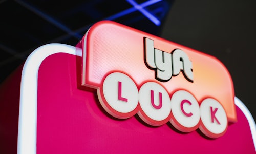 The Lyft logo on the Luck Machine