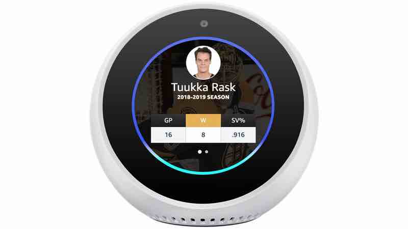 screenshot of the NHL Alexa skill on an Echo dot